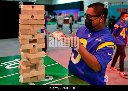 Fans explore the NFL Super Bowl Experience on Thursday, Feb. 10, 2022, in  Los Angeles. (Adam Hunger/AP Images for NFL Stock Photo - Alamy