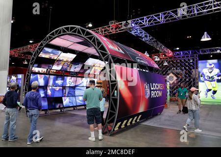 Fans explore the NFL Super Bowl Experience on Thursday, Feb. 10, 2022, in  Los Angeles. (Adam Hunger/AP Images for NFL Stock Photo - Alamy