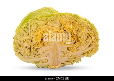 Cabbage cut in half isolated on white with clipping path included Stock Photo