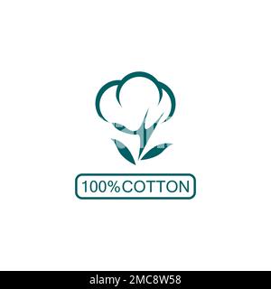 100% cotton icon.Natural organic cotton, pure cotton vector labels.logo vector illustration Stock Vector