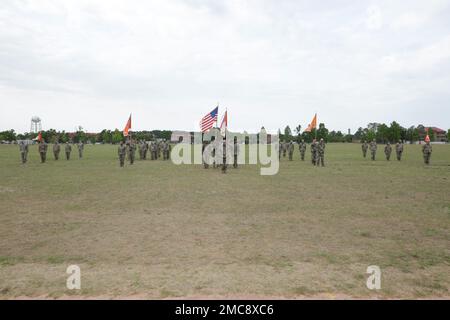 The 359th Theater Tactical Signal Brigade conducted a change of command ceremony on Barton Field on Fort Gordon in Augusta, Ga on June 26, 2022. Col. Travis A. Hartman relinquished command of the 359th TTSB to Col. Tracy G. Monteith, ceremony was presided over by Major. Gen. John H. Phillips,  commanding general, 335th Signal Command Theater. Stock Photo