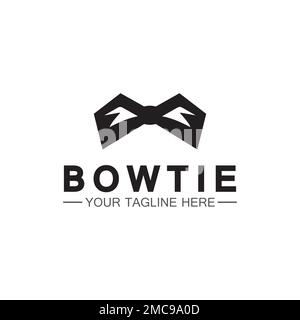 vintage silhouette bow tie logo vector illustration design. butterfly tie logo and symbol Stock Vector