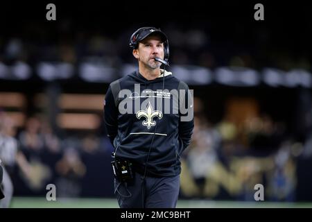 FILE - New Orleans Saints defensive end Scott Patchan (60) runs through  drills during training camp at their NFL football training facility in  Metairie, La., Thursday, Aug. 4, 2022. Guardian Caps helped