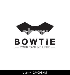 vintage silhouette bow tie logo vector illustration design. butterfly tie logo and symbol Stock Vector