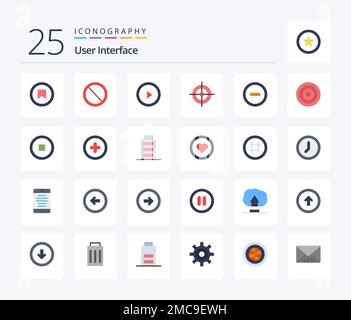 User Interface 25 Flat Color icon pack including basic. minus. interface. interface. interface Stock Vector
