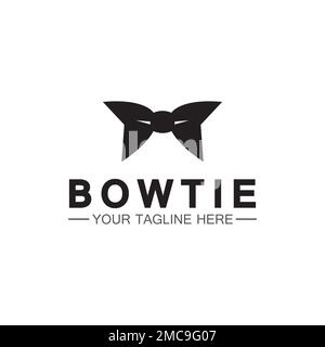 vintage silhouette bow tie logo vector illustration design. butterfly tie logo and symbol Stock Vector