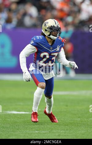 February 5, 2022: Seattle Seahawks quarterback Russell Wilson (3) during  the NFC Pro Bowl Practice at Las Vegas Ballpark in Las Vegas, Nevada.  Darren Lee/(Photo by Darren Lee/CSM/Sipa USA Stock Photo 