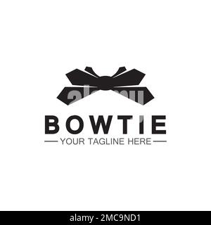 vintage silhouette bow tie logo vector illustration design. butterfly tie logo and symbol Stock Vector
