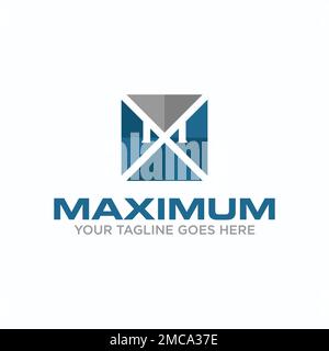 Letter or word X or MX sans serif font in block square image graphic icon logo design abstract concept vector stock symbol related to initial. Stock Vector