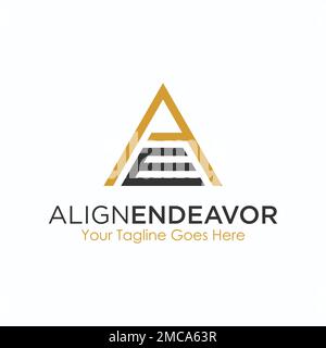 Letter or word AE sans serif font in line triangle image graphic icon logo design abstract concept vector stock symbol related to initial. Stock Vector