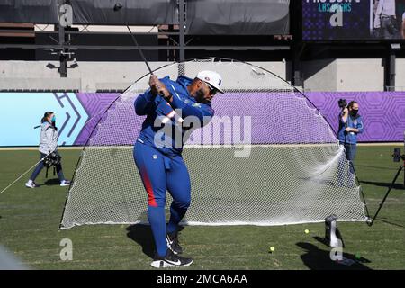 Las Vegas, Nevada, USA. 5th Feb, 2022. San Francisco 49ers wide receiver  Deebo Samuel (19) during the NFC Pro Bowl Practice at Las Vegas Ballpark in  Las Vegas, Nevada. Darren Lee/CSM/Alamy Live