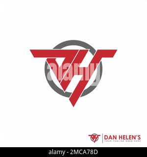 Simple Letter or word DH font in triangle with circle around image graphic icon logo design abstract concept vector stock related to initial or sport Stock Vector