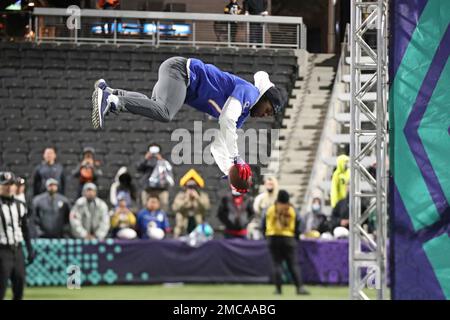 February 5, 2022: Dallas Cowboys cornerback Trevon Diggs (7) during the NFC Pro  Bowl Practice at Las Vegas Ballpark in Las Vegas, Nevada. Darren Lee/(Photo  by Darren Lee/CSM/Sipa USA Stock Photo 