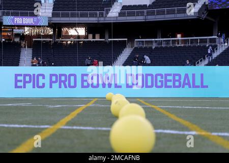 The field for Epic Pro Bowl Dodgeball is seen at the 2022 Pro Bowl Skills  Showdown Wednesday, February 2, 2022, in Las Vegas. The event will be  broadcast Thursday at 7:00 pm