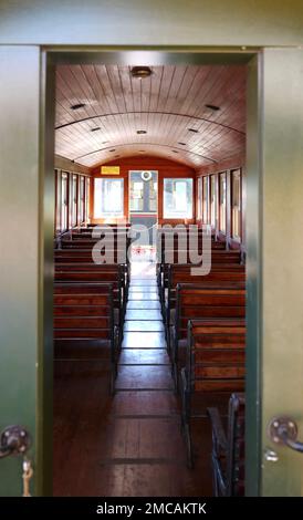 Historic railway car on Kilohana Plantation on the tropical island of Kauai Stock Photo