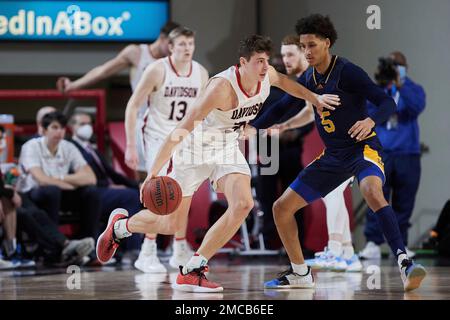 La Salle guard Jack Clark (5) is guarded by Davidson guard