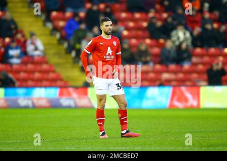 Oakwell Stadium, Barnsley, England - 21st January 2023 Adam Phillips (30) of Barnsley - during the game Barnsley v Accrington Stanley, Sky Bet League One,  2022/23, Oakwell Stadium, Barnsley, England - 21st January 2023 Credit: Arthur Haigh/WhiteRosePhotos/Alamy Live News Stock Photo