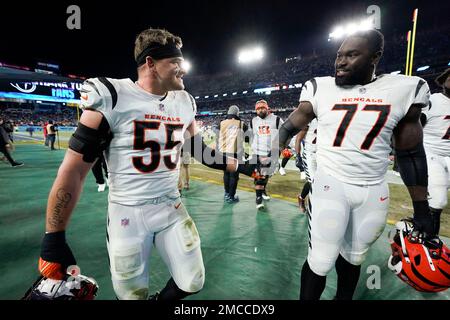 Cincinnati Bengals linebacker Logan Wilson (55) runs for the play during an  NFL football game against the Kansas City Chiefs, Sunday, Jan. 2, 2022, in  Cincinnati. (AP Photo/Emilee Chinn Stock Photo - Alamy