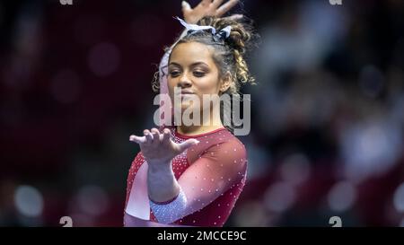 Alabama gymnast Makarri Doggette competes on the vault during an NCAA ...