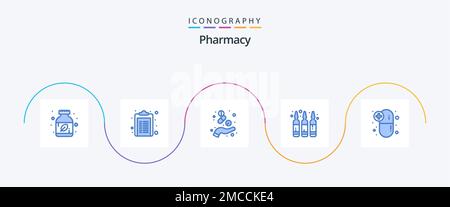 Pharmacy Blue 5 Icon Pack Including capsule. liquid. capsule. drug. medicine Stock Vector