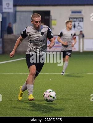 Stangmore Park, Dungannon, County Tyrone, Northern Ireland, UK. 02 Sep 2022. Danske Bank Premiership – Dungannon Swifts 0 Coleraine 5. Coleraine player Conor McKendry (7) in action during the Danske Bank Irish League game. Stock Photo