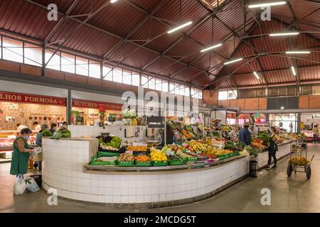 Olhao municipal food market in Algarve region, Portugal. Stock Photo