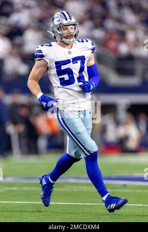 Dallas Cowboys linebacker Luke Gifford (57) warms up before an NFL