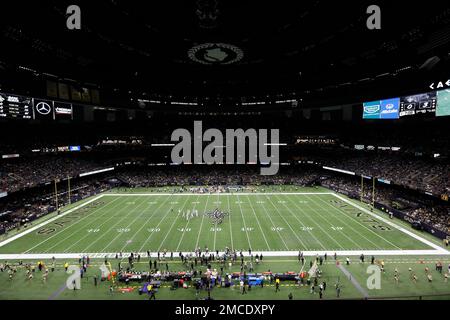 A general overall elevated interior view of NRG Stadium is seen before an  NFL football game between the Houston Texans and the Indianapolis Colts,  Sunday, Dec. 5, 2021, in Houston. (AP Photo/Tyler