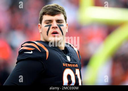 Cincinnati Bengals cornerback Tre Flowers (33) reacts during an NFL  wild-card playoff football game against the Las Vegas Raiders, Saturday,  Jan. 15, 2022, in Cincinnati. (AP Photo/Emilee Chinn Stock Photo - Alamy