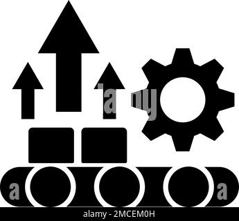 Productivity silhouette icon. Manufacturing productivity improvement. Editable vector. Stock Vector