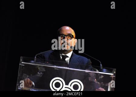 Naples, Campania, Italy. 18th Jan, 2023. Royal Palace of Naples, Gennaro Sangiuliano, Minister of Culture of italian government, keep a speech at ceremony of passing of baton, from Procida to Bergamo and Brescia like new Capitals of Italian Culture for the year 2023. (Credit Image: © Pasquale Gargano/Pacific Press via ZUMA Press Wire) EDITORIAL USAGE ONLY! Not for Commercial USAGE! Stock Photo