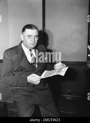 George E. Browne, president of the International Alliance of Theatrical  Stage Employees, at the federal building in New York on Oct. 9, 1941, where  he and William Bioff, West Coast labor leader
