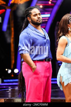 Birmingham, UK. 19th Jan, 2023. Hamza Yassin seen taking part in the 'Strictly Come Dancing: The Live Tour' launch photocall at the Utilita Arena in Birmingham. Credit: SOPA Images Limited/Alamy Live News Stock Photo