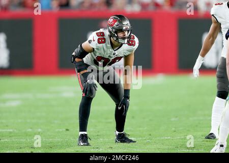 Tampa Bay Buccaneers linebacker Anthony Nelson (98) walks the