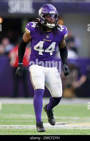 Minnesota Vikings safety Josh Metellus (44) on the field during the second  half of an NFL preseason football game against the Indianapolis Colts,  Saturday, Aug. 21, 2021 in Minneapolis. Indianapolis won 12-10. (