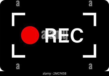Panel icon for video recording. REC sign. Editable vector. Stock Vector