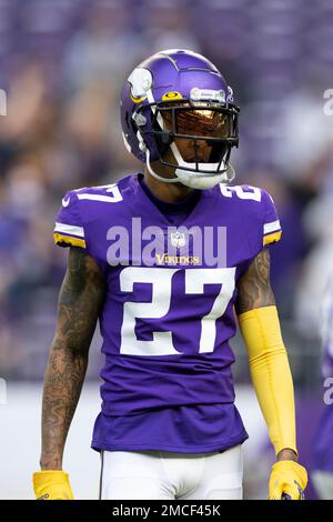 Minnesota Vikings cornerback Cameron Dantzler (3) warms up before a  preseason NFL football game against the San Francisco 49ers, Saturday, Aug.  20, 2022, in Minneapolis. (AP Photo/Bruce Kluckhohn Stock Photo - Alamy