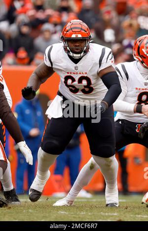 Cincinnati Bengals guard Jackson Carman (79) looks to make a block during  an NFL football game against the Cleveland Browns, Sunday, Jan. 9, 2022, in  Cleveland. (AP Photo/Kirk Irwin Stock Photo - Alamy