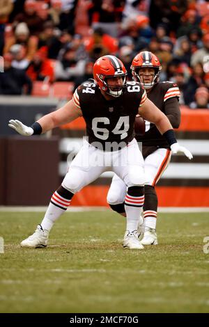 Cleveland Browns center JC Tretter is shown with a We Salute our Military  sticker on the back of his helmet before an NFL football game against the  Philadelphia Eagles, Sunday, Nov. 22