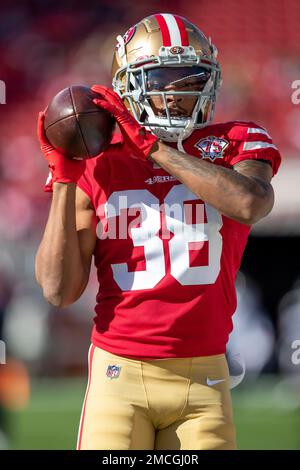 San Francisco 49ers cornerback Deommodore Lenoir (38) reacts after