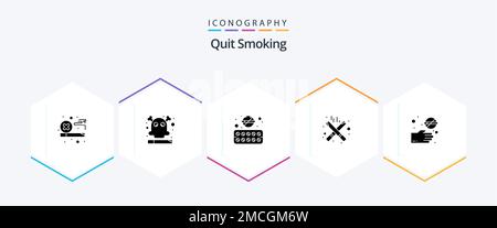 Quit Smoking 25 Glyph icon pack including lifestyle. cigarette. dangerous. tobacco. medicine Stock Vector