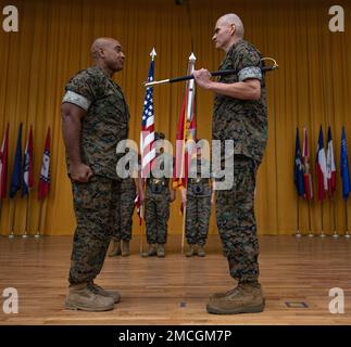 Sgt. Maj. Arthur Arebalo, Sergeant Major of 4th Marine Division speaks ...