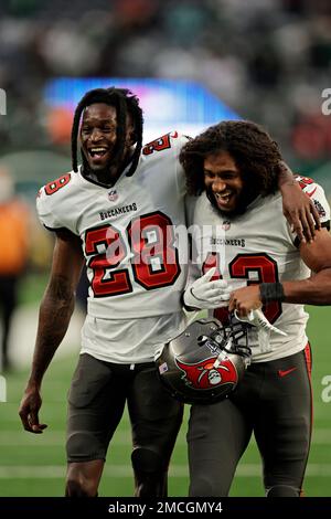 Tampa Bay Buccaneers cornerback Rashard Robinson (28) walks off