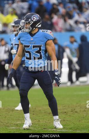 Tennessee Titans cornerback Roger McCreary (21) runs onto the field before  an NFL football game against the Cincinnati Bengals Sunday, Nov. 27, 2022,  in Nashville, Tenn. (AP Photo/Mark Zaleski Stock Photo - Alamy