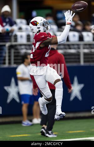 Arizona Cardinals safety Deionte Thompson (22) catches a ball during  warmups before playing the Los Angeles Rams in a NFL Professional Football  Game Sunday, October 3, 2021, in Los Angeles, Calif. (AP