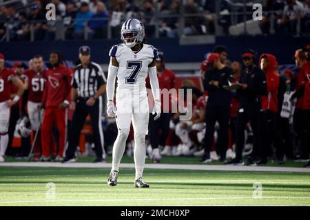 Dallas Cowboys cornerback Trevon Diggs (7) looks on during an NFL football  game against the Arizona Cardinals in Arlington, Texas, Sunday, Jan. 2,  2022. (AP Photo/Ron Jenkins Stock Photo - Alamy