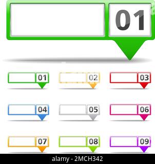 Set of map markers with numbers and place for your text, vector eps10 illustration Stock Vector