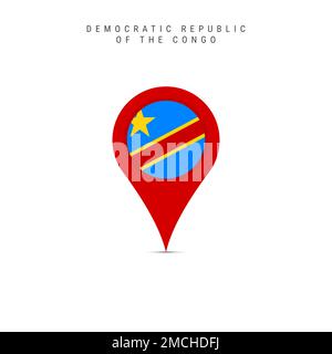 Map pointer with flag of Democratic Republic of the Congo, 3D rendering ...
