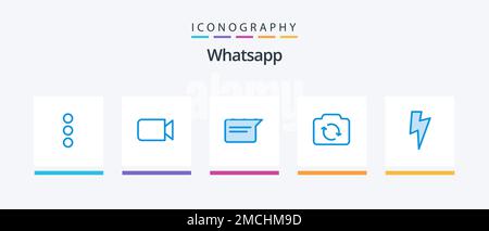 Whatsapp Blue 5 Icon Pack Including ui. power. basic. ui. refresh. Creative Icons Design Stock Vector