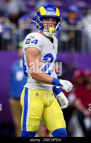 Los Angeles Rams free safety Taylor Rapp (24) runs up the field during the  NFL Super